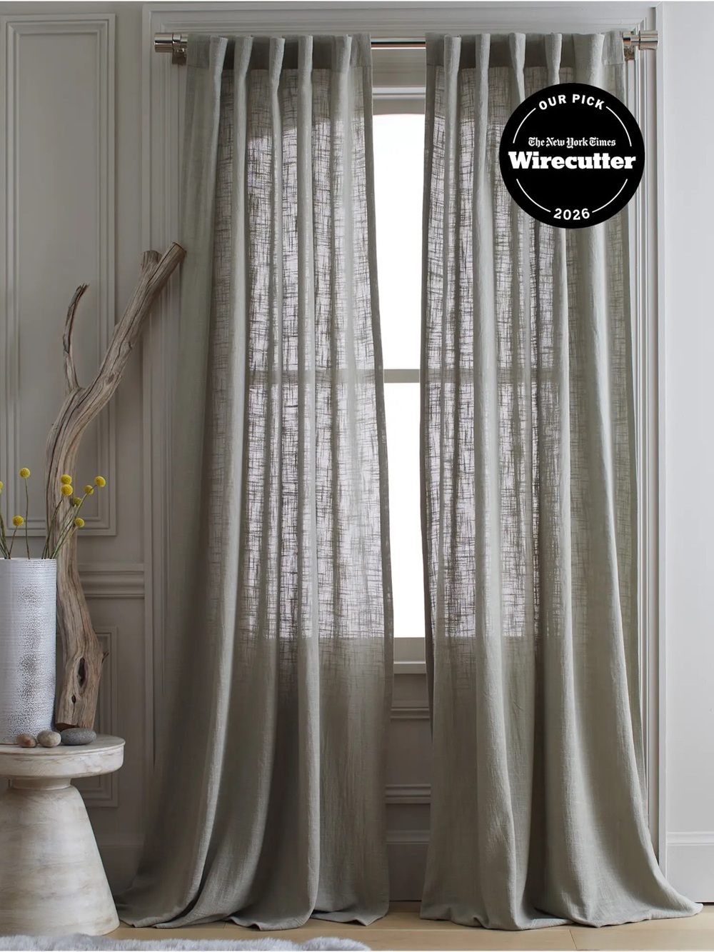 NWOT QUINCE Set Of 2 48x96 Cotton Sheer Curtains Grey 1124